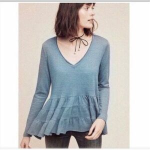 Anthropologie | Deletta Thea Ruffled Peplum Top Size Medium